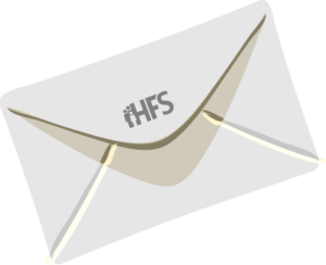 Tilted envelope with HFS logo
